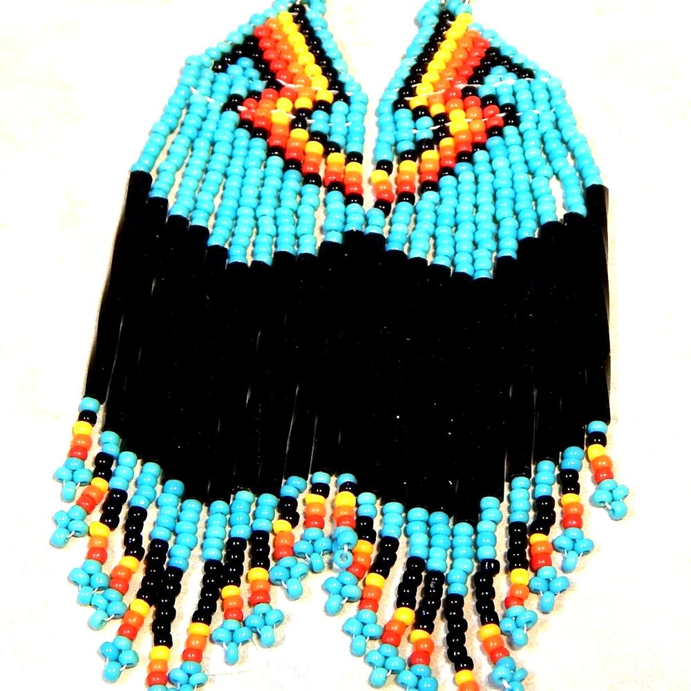 Tribal Flash Beaded Woven Southwest Earrings